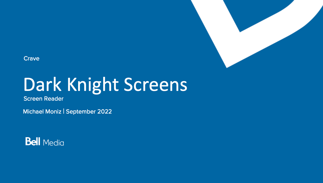 Crave Dark Knight screens. Screen reader audit. Password Required.