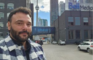 Michael standing outside of Bell Media HQ
